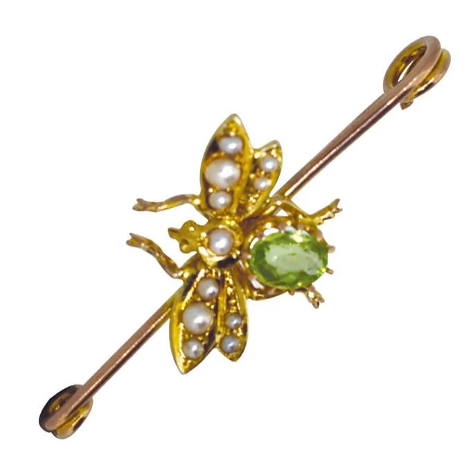 polished gold brooch for women -Peridot 'Bug' Brooch