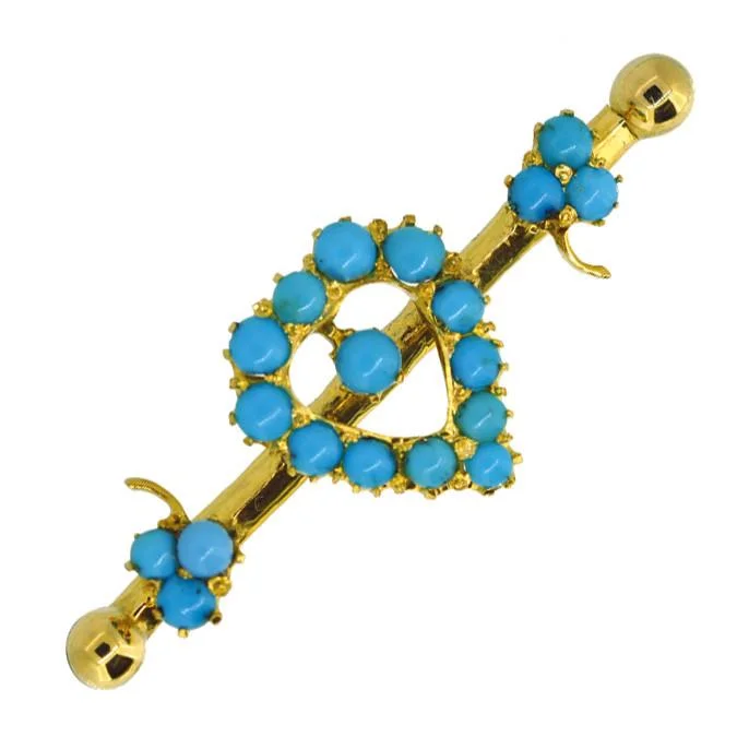 gold cloud design brooch for women -Turquoise Heart Brooch