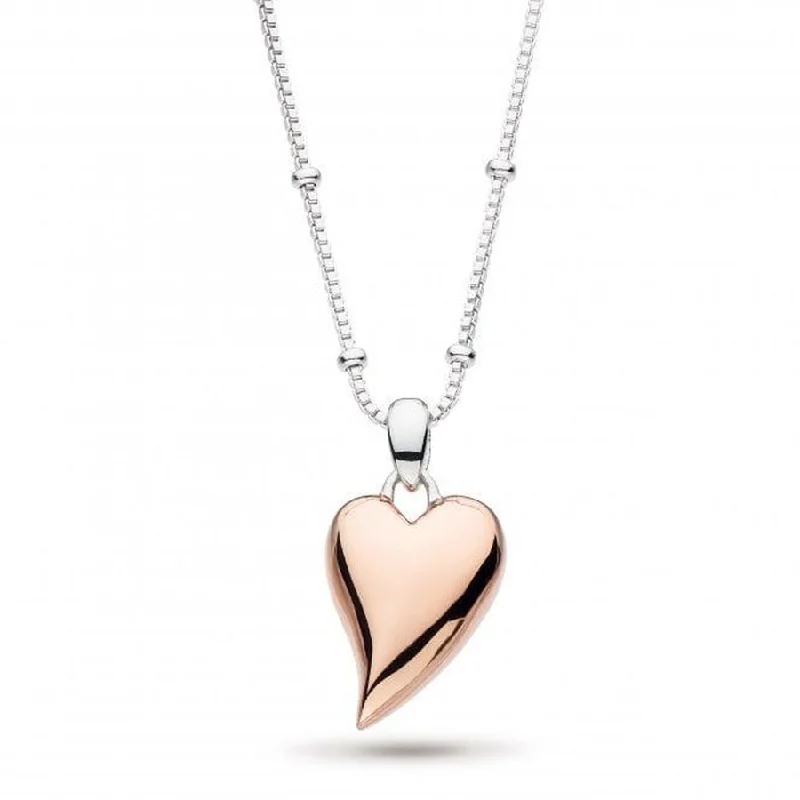 ladies white gold necklaces elegant -Silver & Rose Gold Plated Desire Cherish Blush Heart Necklace