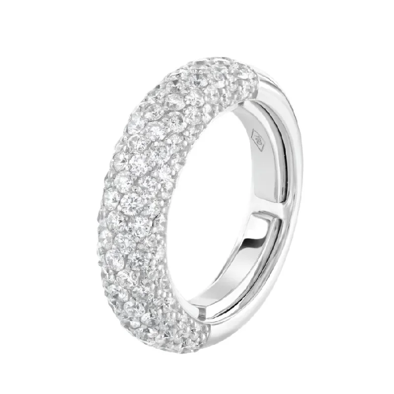 Ladies robust solitaire rings -1.99ct Round Brilliant Cut Diamond Pave Set 18ct White Gold Half Eternity Ring