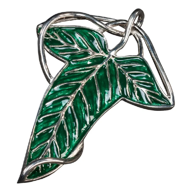 Ladies pine shine rings -Lord of the Rings Replica 1/1 Elven Leaf Brooch & Chain (Sterling Silver)