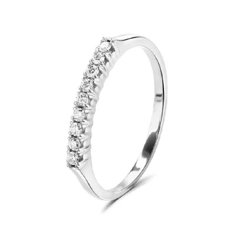 Ladies dusk gleam rings -9ct White Gold 9-Stone Round Brilliant Cut Diamond Half Eternity Ring