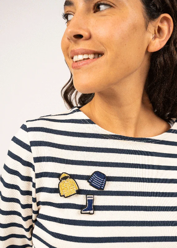 ripple texture brooch for women -Sailor striped shirt embroidered brooch - SAINT JAMES x Macon & Lesquoy (BLEU/BLANC)