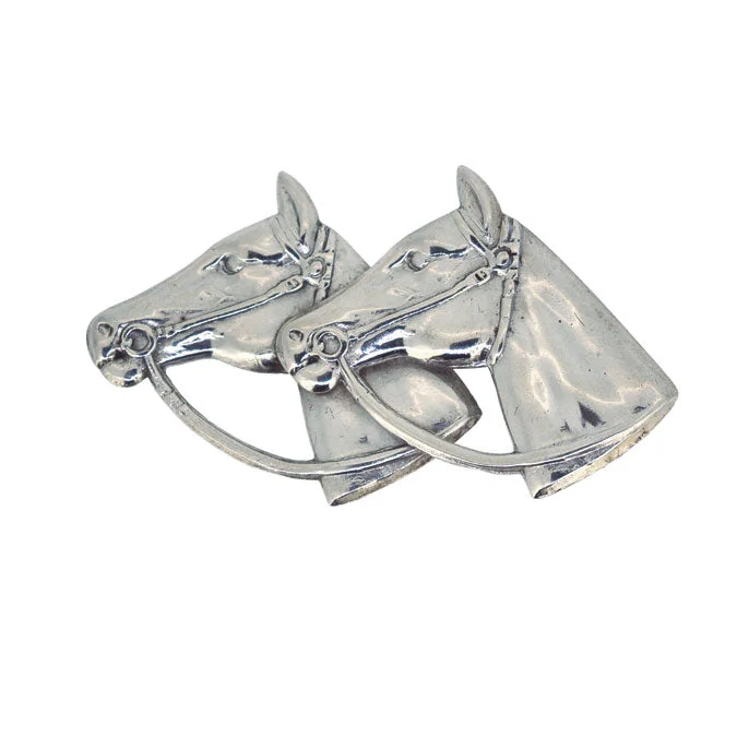 minimalist link brooch for women -Silver Horse Head Brooch