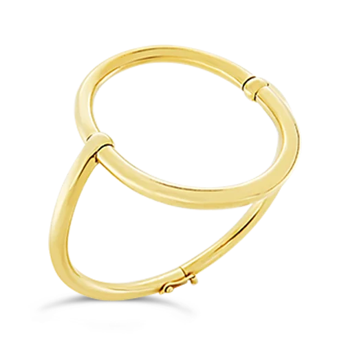 tassel end bracelets for women -Open Oval Gold Estate Bangle