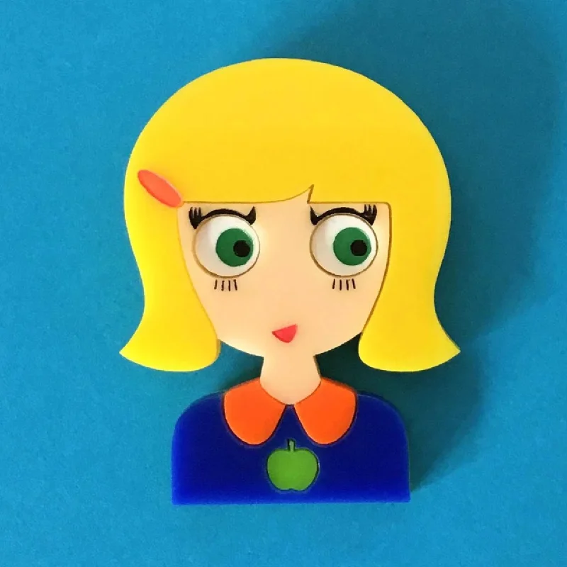 minimalist star brooch for women -ZOE Acrylic Brooch, A Cute Blonde Girl with Green Eyes 🍏