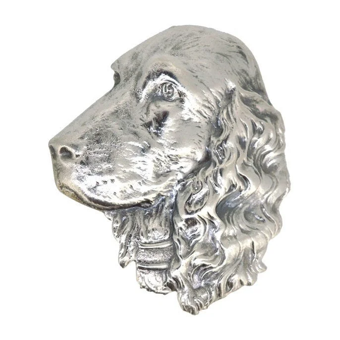 ladies gem brooch nature themes -Silver Dog Head Brooch