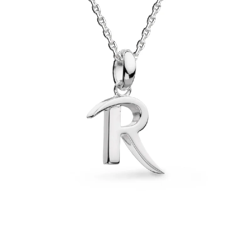 ladies formal necklaces evening wear -Silver Signature Skript Capital R 18" Necklace