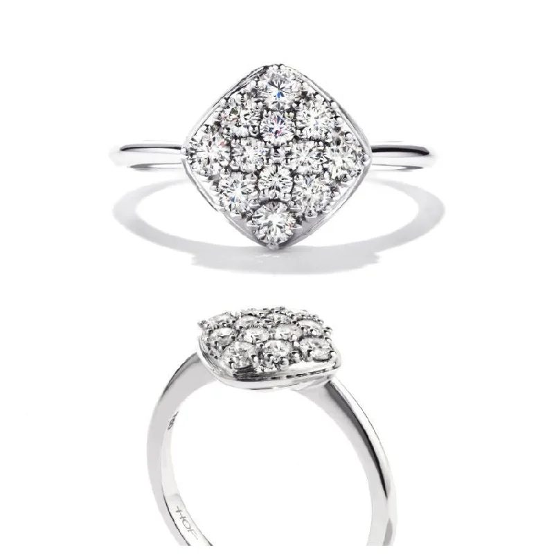 Ladies stellar edge rings -18ct White Gold Silk Pave Set Round Brilliant Cut Diamond Cluster Ring