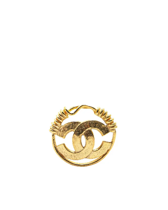 ladies gold brooch infinity symbol -Gold Plated CC Brooch with Back Pin Closure