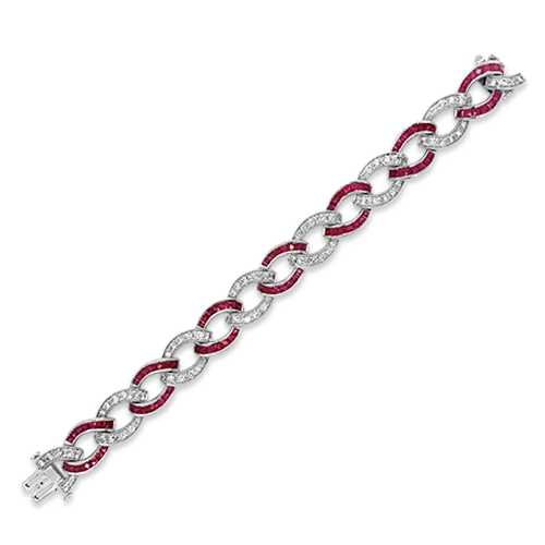 gold spiral bracelets for women -Ruby & Diamond Link Bracelet