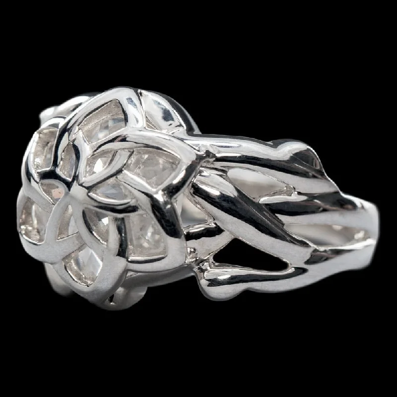 Ladies creative abstract rings -Lord of the Rings Nenya - The Ring of Galadriel (Sterling Silver) Size 6.75