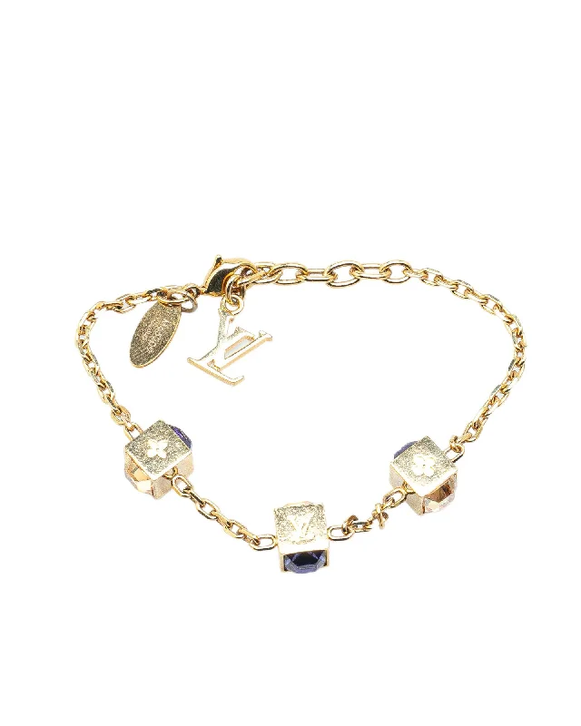 ladies silver bracelets fluorite stones -Gold Plated Crystal Embellished Bracelet