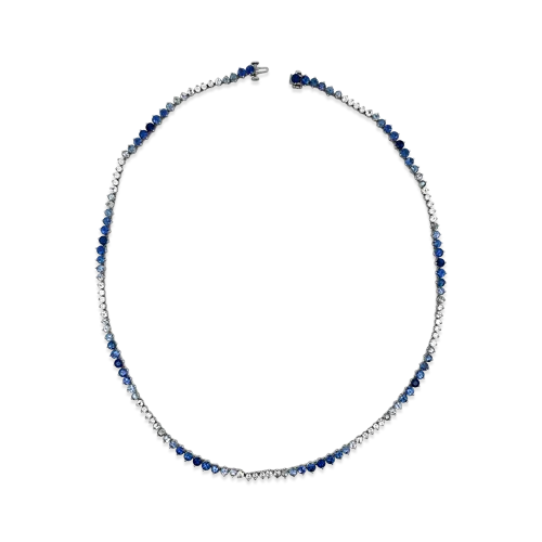 ladies silver necklaces kunzite stones -Blue Sapphire & Diamond Necklace