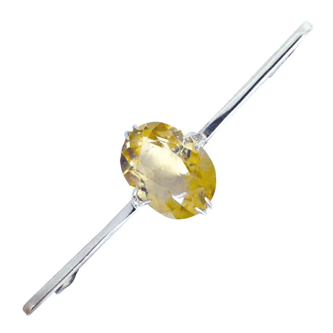 brushed silver brooch for women -Citrine Bar Brooch