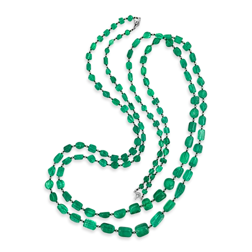 minimalist heart necklaces for women -Emerald Bead & Diamond Necklace