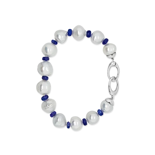 zigzag design bracelets for women -South Sea Pearl & Tanzanite Bracelet