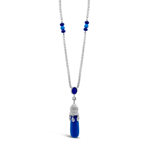 ladies necklaces diamond accents -Turquoise, Sapphire & Diamond Estate Necklace