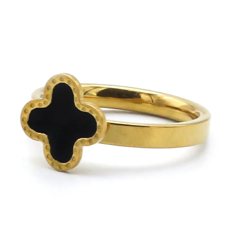 Ladies festive charm rings -Stainless Steel Black Ring For Men - Golden