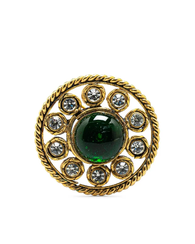 ladies gold brooch wave patterns -Gold Plated Crystal Detail Brooch