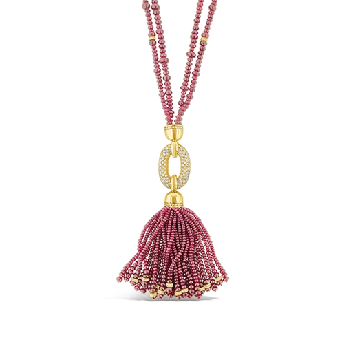 polished finish necklaces for women -Ruby & Diamond Tassel Necklace