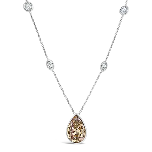 carved design necklaces for women -Pear Shaped Diamond Necklace