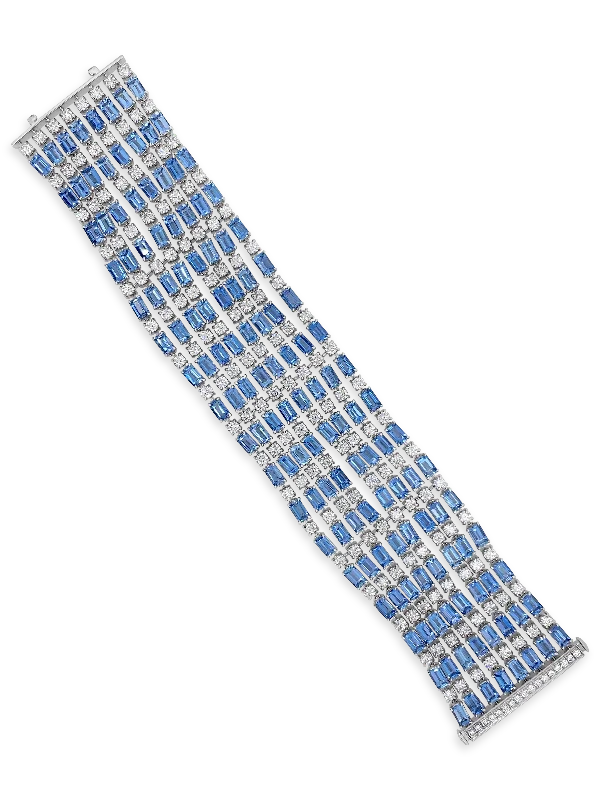 ladies formal bracelets evening wear -Aquamarine & Diamond Bracelet