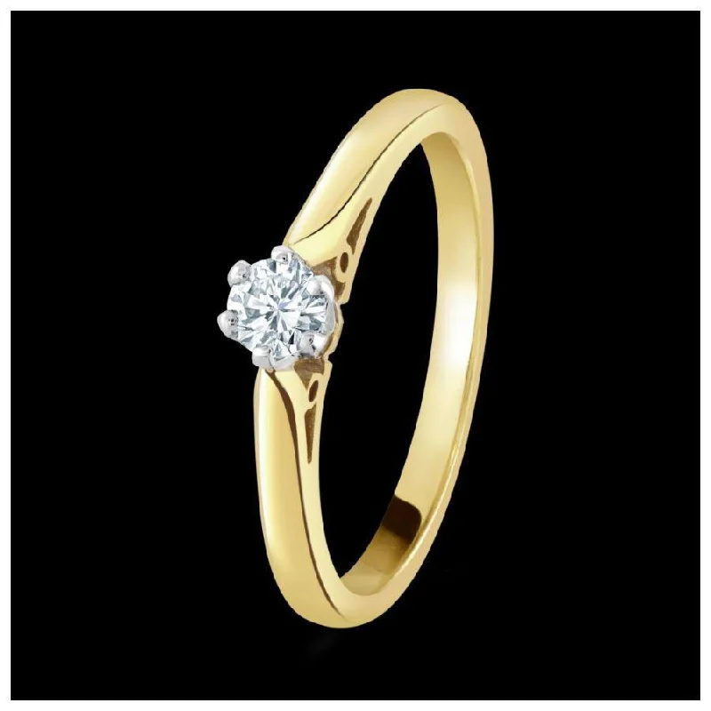 Ladies heavy bold rings -18ct yellow & white gold solitaire diamond ring