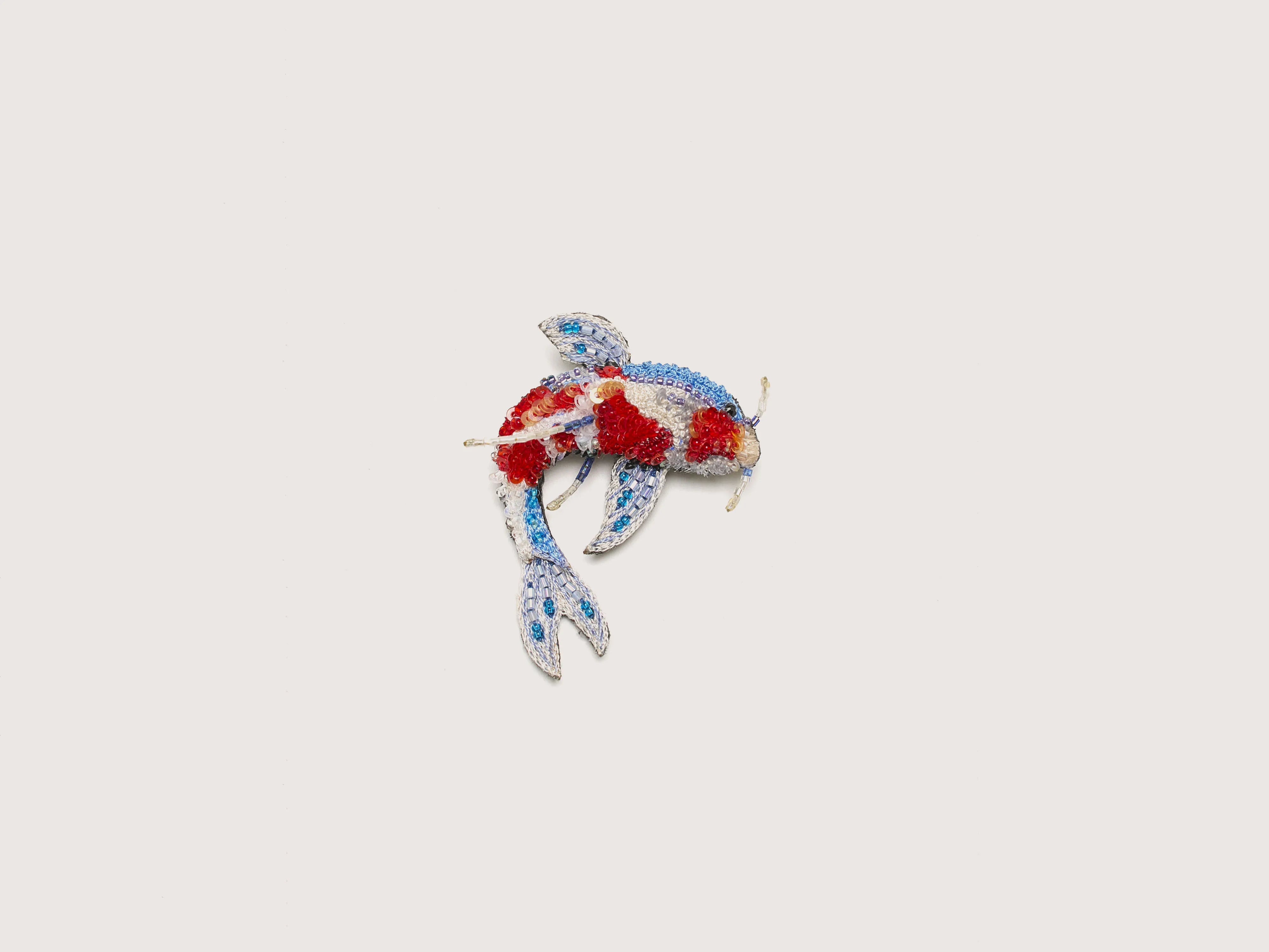 crisscross design brooch for women -Kohaku Koi Fish Brooch (242 / W / BLUE)