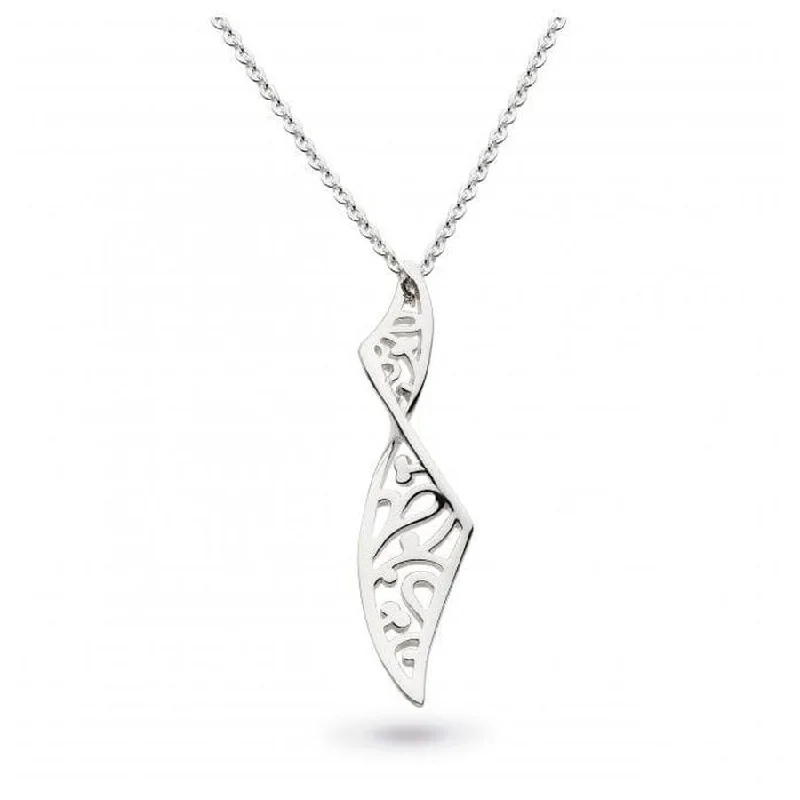 ladies silver necklaces coral stones -Silver Blossom Flourish Twist Necklace