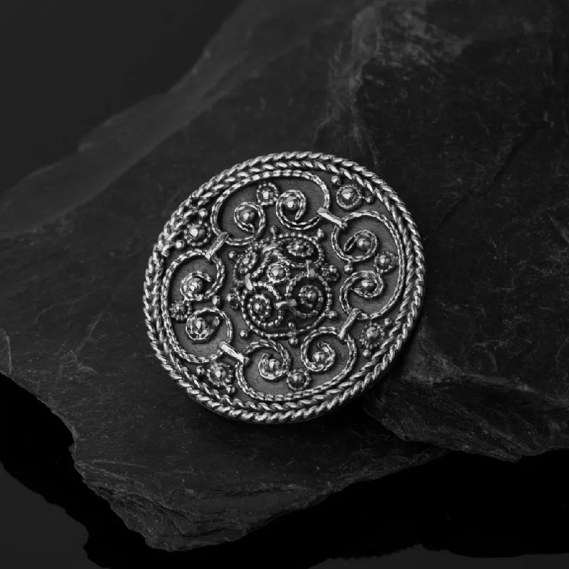 ladies silver brooch sapphire stones -Premium Filigree Brooch, Silver