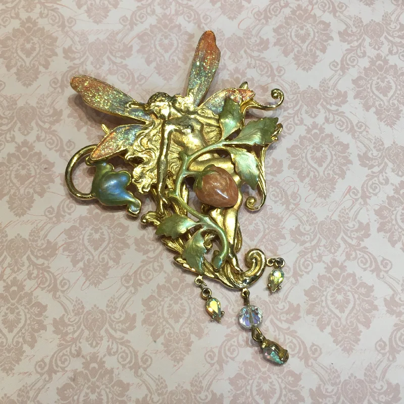 brushed gold brooch for women -Kirks Folly Fairy Flower Vintage Brooch Gold