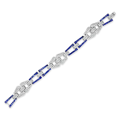 abstract shape bracelets for women -Sapphire & Diamond Bracelet