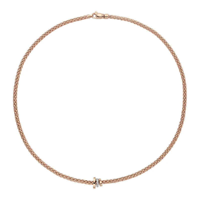 ladies rose gold necklaces hearts -Prima Rope Necklace Wht dia 0.10ct