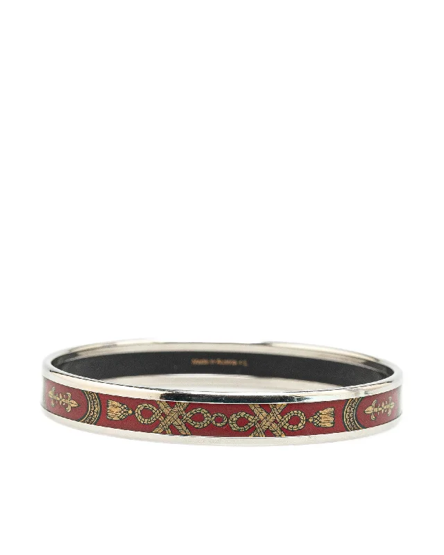 modern bracelets for women sleek style -Palladium-Plated Enamel Print Bangle