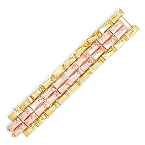 ladies gold bracelets cat motifs -Yellow & Rose Gold Estate Bracelet