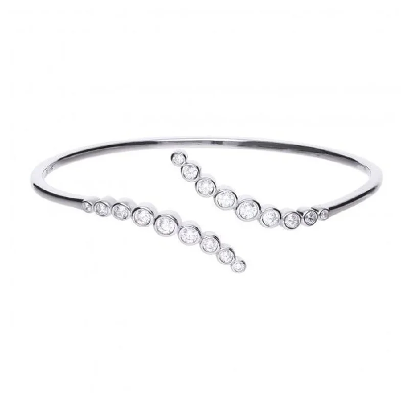 floral drop bracelets for women -Silver Cubic Zirconia Wave Twist Bangle