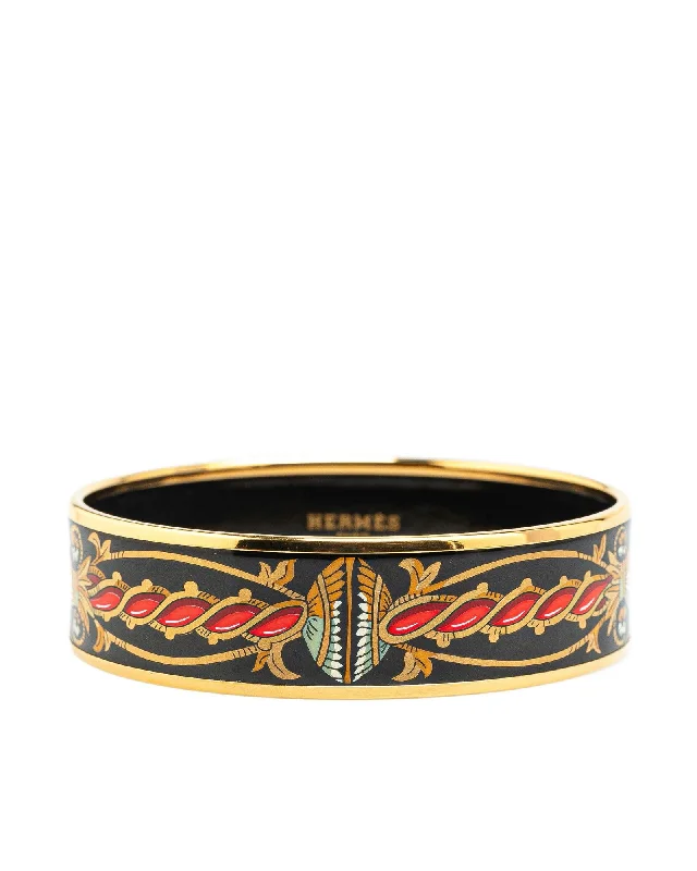 bohemian style bracelets for women -Wide Twisted Rope Enamel Bangle with Gold-Plated Body