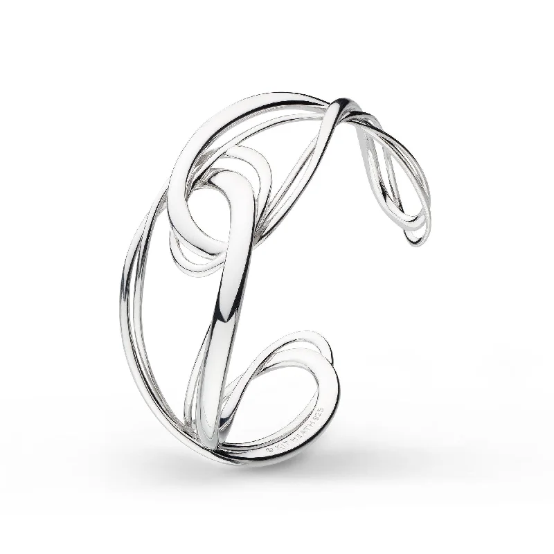 etched design bracelets for women -Silver Infinity Grande Cuff Bangle