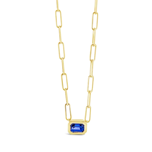 rose gold bar necklaces for women -Blue Sapphire Necklace