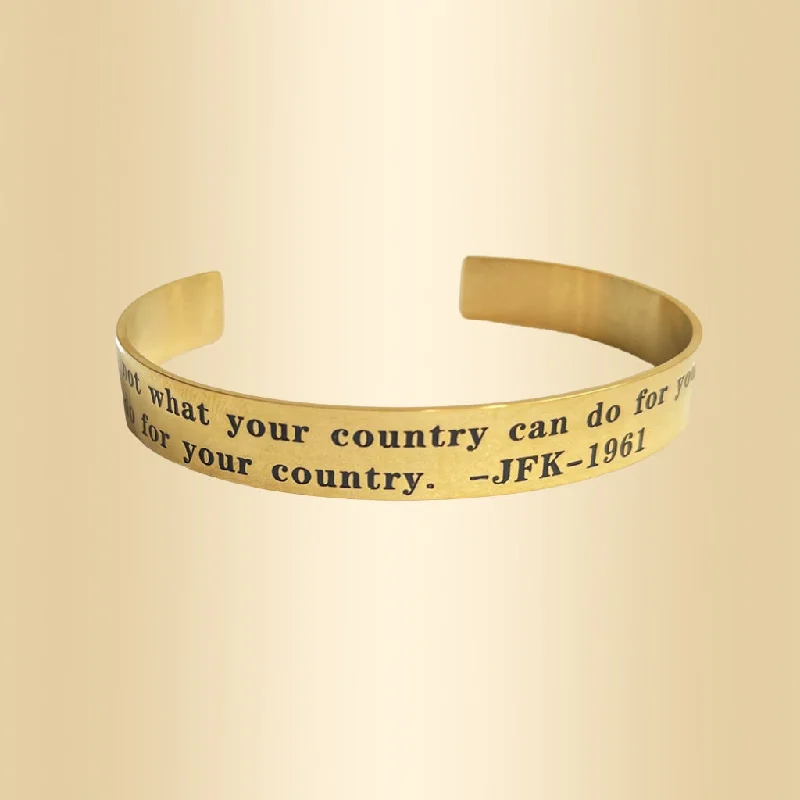 ladies silver bracelets larimar stones -JFK Bracelet "Ask Not What Your Country Can Do For You"