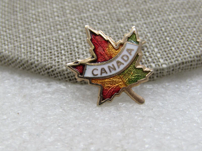 floral tassel brooch for women -Vintage Enameled Canada Maple Leaf Brooch, Souvenier