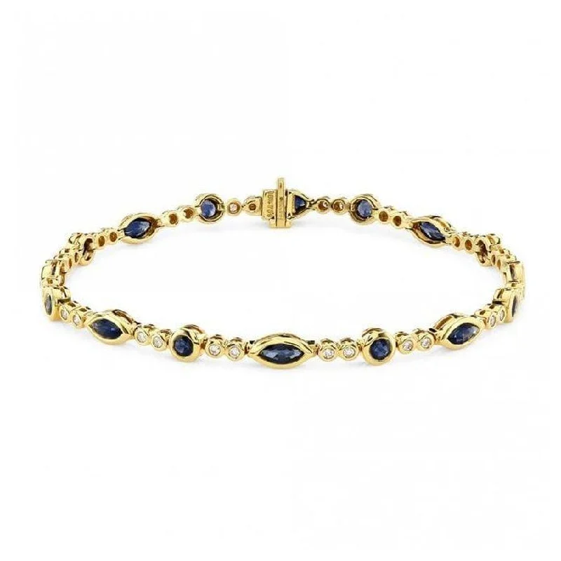 minimalist heart bracelets for women -18ct yellow gold Sapphire & Diamond bracelet