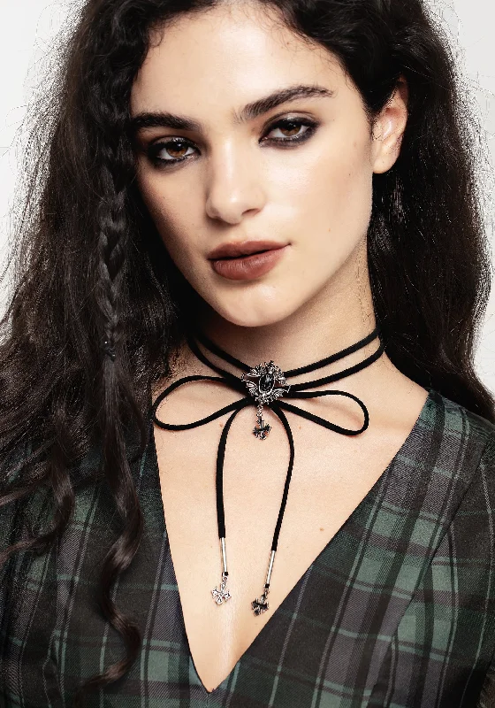 minimalist line necklaces for women -Gargoyle Gothic Cord Choker Necklace