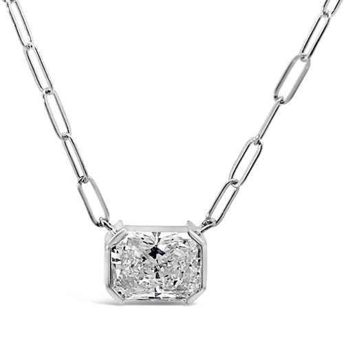 bar pendant necklaces for women -Radiant cut Diamond Solitaire Necklace