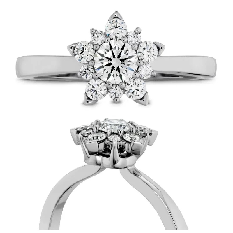 Ladies color splash rings -18ct White Gold Aerial Round Brilliant Cut Diamond Cluster Ring