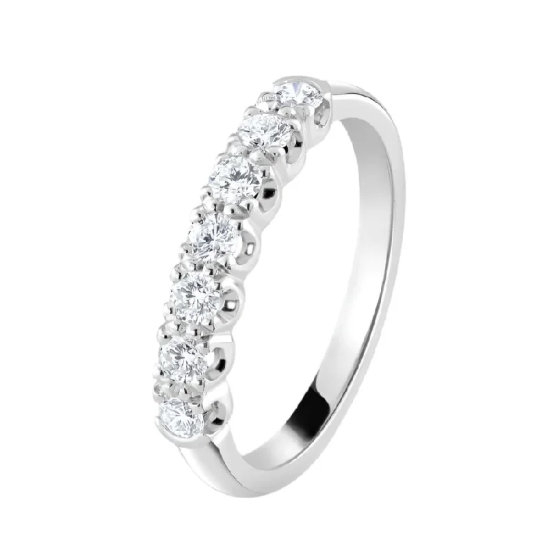 Ladies ease glow rings -0.43ct Claw Set Round Brilliant Cut Diamond 18ct White Gold Half Eternity Ring