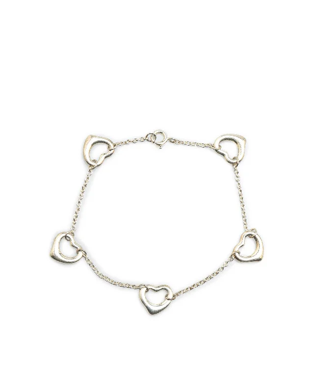 chain fringe bracelets for women -Sterling Silver Open Heart Charm Bracelet