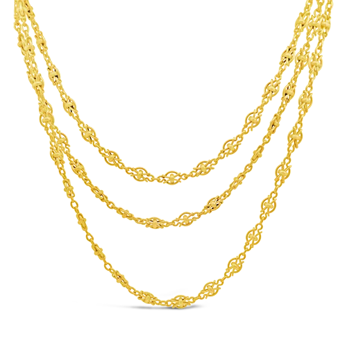 ladies gold necklaces lotus motifs -Yellow Gold Estate Chain Necklace