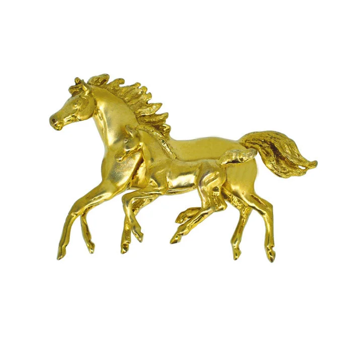 ladies gem brooch celestial themes -Mare & Foal Brooch